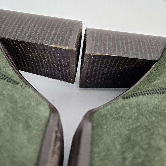 Nordstrom Rack Harper Lea Olive Green Suede Stacked Heel Square Toe Ankle Boot - Picture 11 of 11